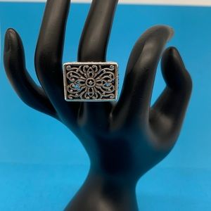 Filigreed Large Sterling Silver ring marked 925